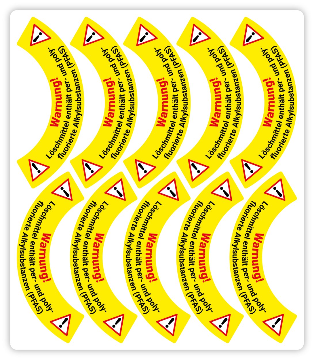 Etikett „Warnung! Löschmittel enthält per- und polyfluorierte Alkylsubstanzen (PFAS)“ für Feuerlöscher, Sticker | Größe: ca. 13x3 cm Etikett „Warnung! Löschmittel enthält per- und polyfluorierte Alkylsubstanzen (PFAS)“ für Feuerlöscher, Sticker | Größe: ca. 13x3 cm